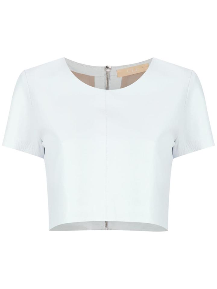 Clé Leather Cropped Top - Blue