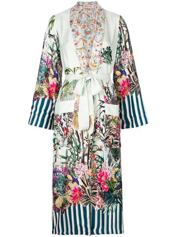 Black Coral Printed Kimono - Multicolour