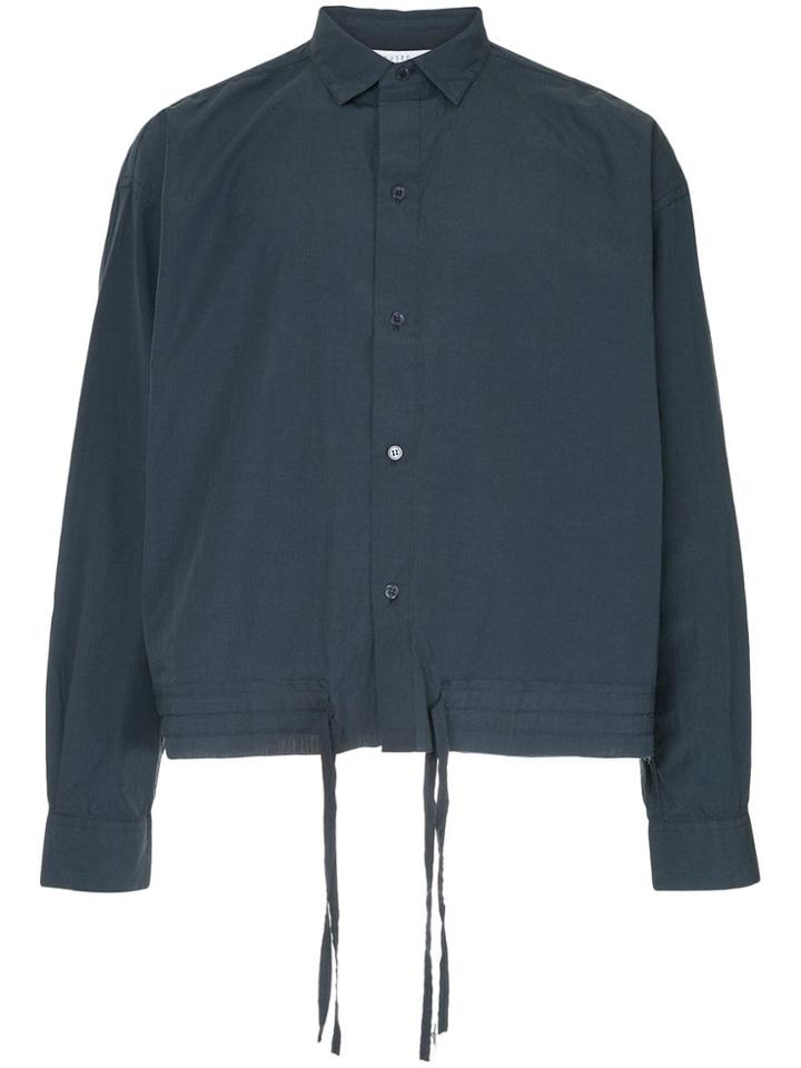 Unused Drawstring Hem Shirt - Blue