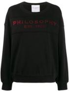 Philosophy Di Lorenzo Serafini Red Glitter Embellished Logo Sweater -