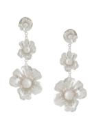 Meadowlark Coral Pearl Drop Earrings - Metallic
