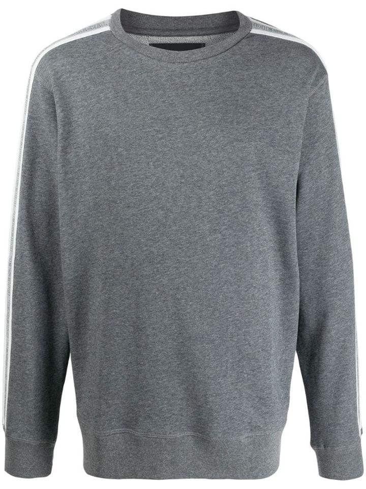 Diesel Logo Stripe Jumper - Grey