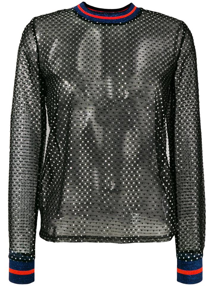 Zoe Karssen - Sequin Mesh Top - Women - Polyester/spandex/elastane/polybutylene Terephthalate (pbt)/glass - S, Women's, Black, Polyester/spandex/elastane/polybutylene Terephthalate (pbt)/glass