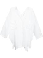 Isabel Benenato V-neck Oversized Shirt, Women's, Size: 40, White, Silk