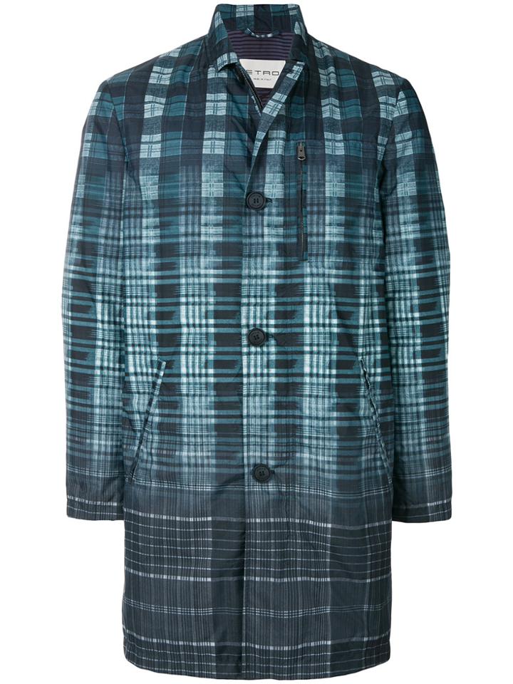Etro Check Single-breasted Coat - Green