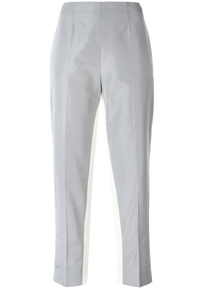 Prada Cropped Trousers, Women's, Size: 42, Grey, Silk