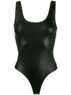 Sprwmn Stretch Leather Bodysuit - Black