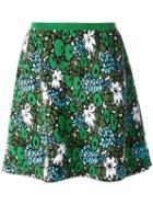 Balenciaga Floral Flared Skirt, Women's, Size: 36, Green, Cotton/polyamide/spandex/elastane