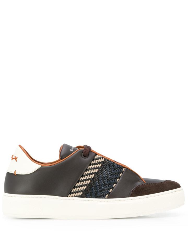 Ermenegildo Zegna Woven Side Sneakers - Brown