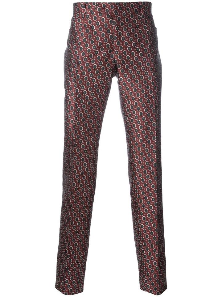 Ermanno Scervino Geometric Pattern Tailored Trousers, Men's, Size: 50, Red, Cotton/polyester