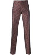 Ermanno Scervino Geometric Pattern Tailored Trousers, Men's, Size: 50, Red, Cotton/polyester