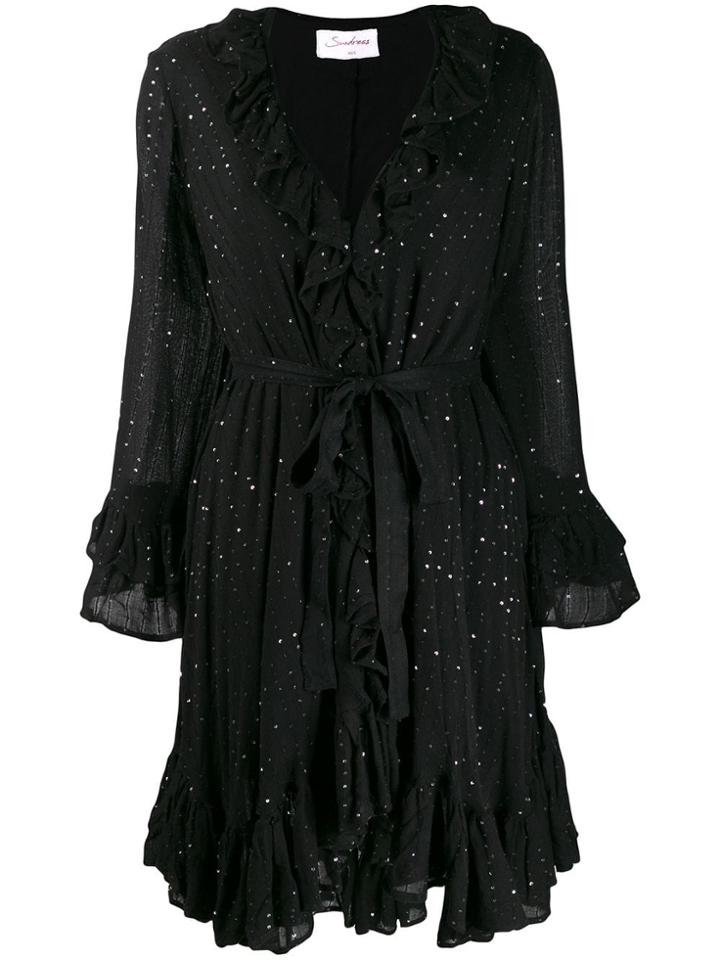 Sundress Embellished Long Sleeve Dress - Black