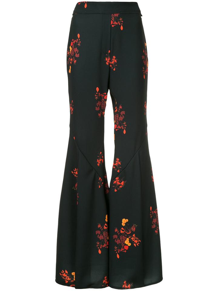 Ellery Floral Print Flared Trousers - Black