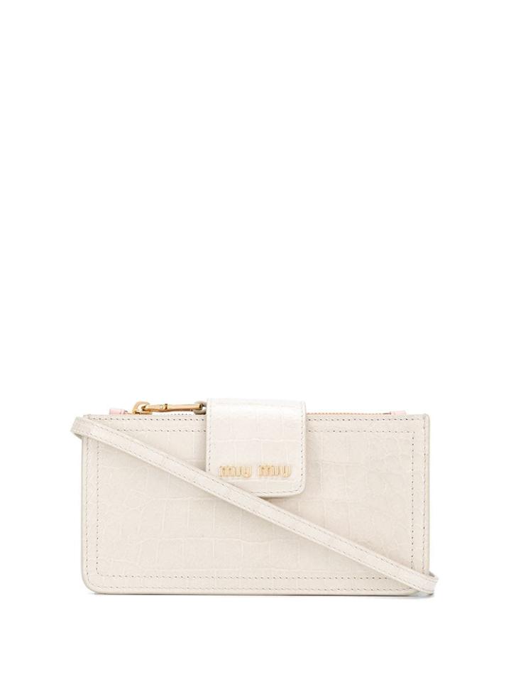 Miu Miu Crocodile Effect Wallet - Neutrals