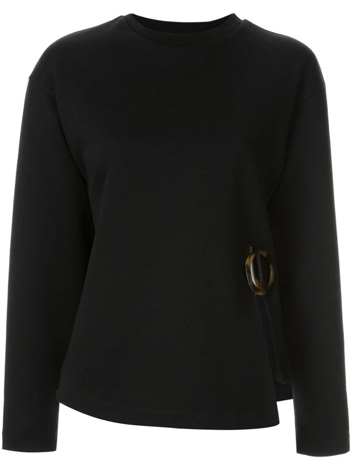 Le Ciel Bleu Side-slit Fitted Sweater - Black