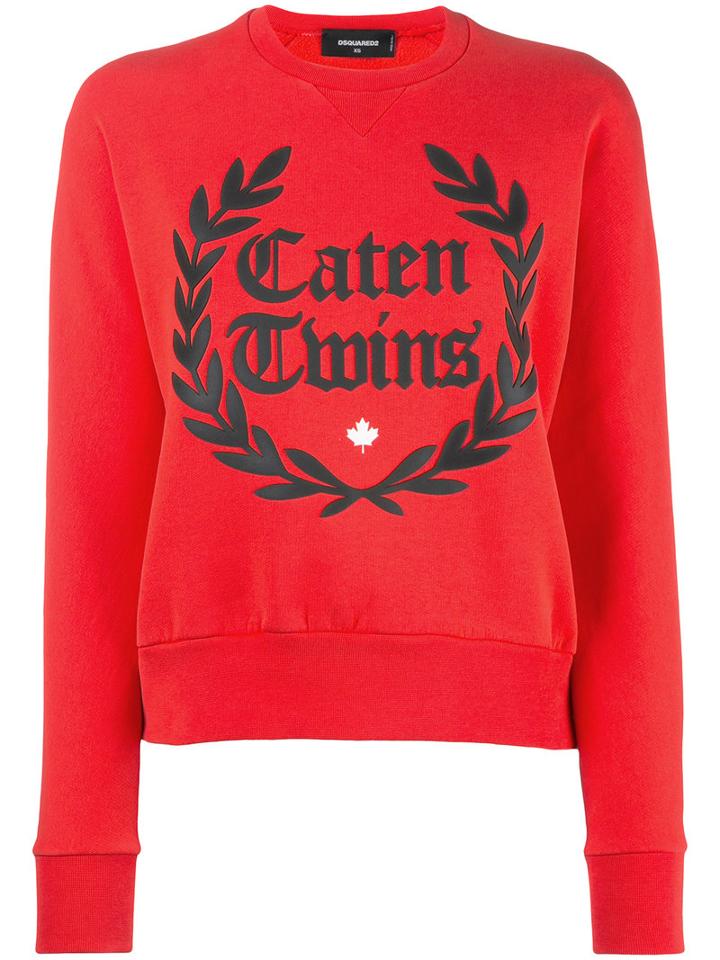Dsquared2 - Caten Twins Wreath Sweatshirt - Women - Cotton - S, Red, Cotton