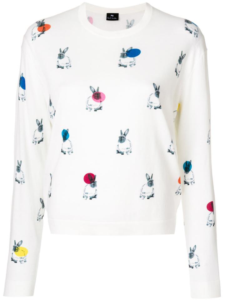 Ps By Paul Smith Rabbit Intarsia Jumper - White