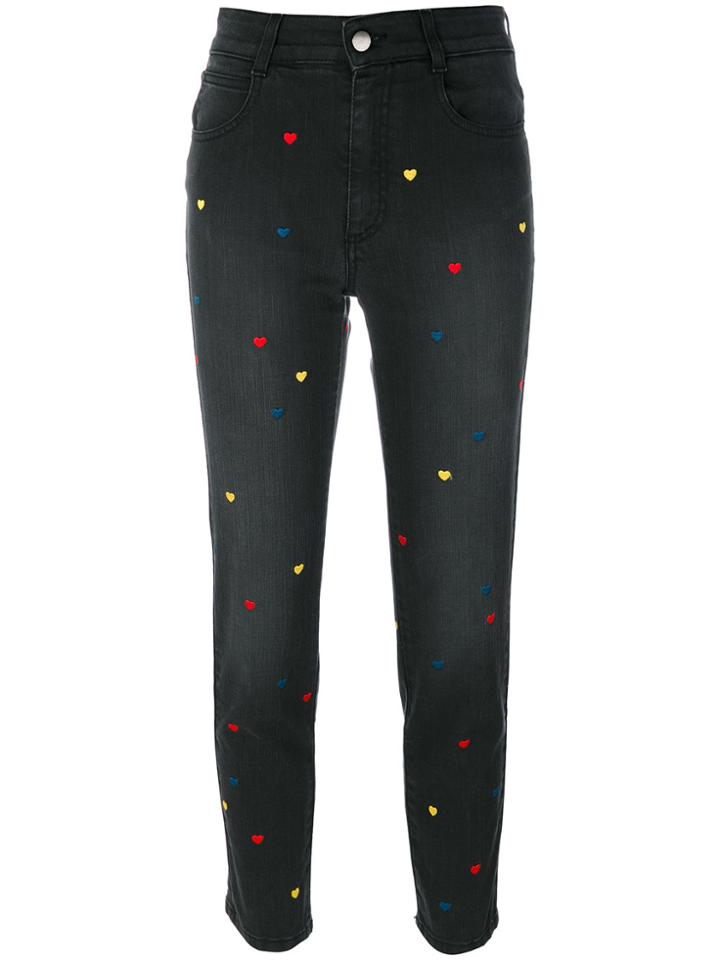 Stella Mccartney Hearts Cropped Jeans - Black