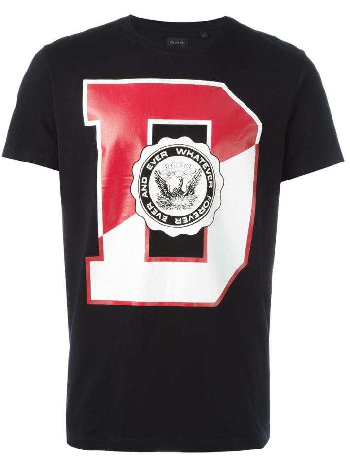 Diesel Initial Print T-shirt, Men's, Size: S, Black, Cotton