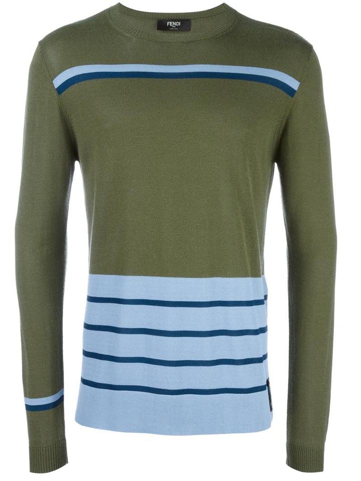 Fendi Striped Jumper, Men's, Size: 48, Green, Viscose/cotton