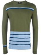 Fendi Striped Jumper, Men's, Size: 48, Green, Viscose/cotton