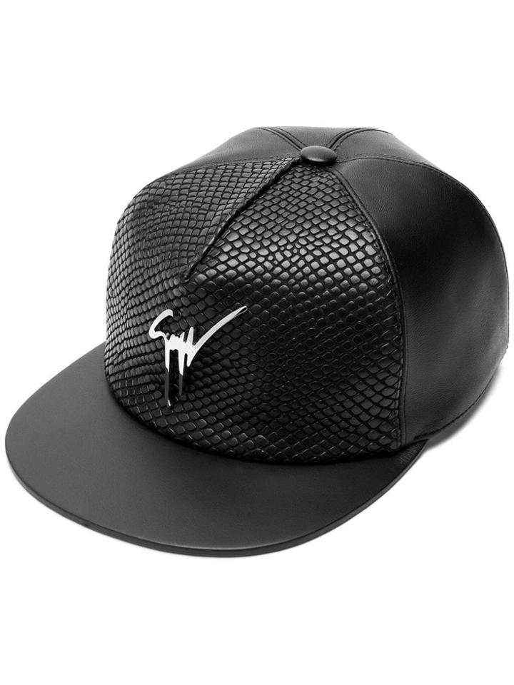 Giuseppe Zanotti Design Snake Embossed Logo Cap - Black