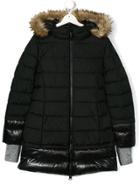 Herno Kids Teen Dual-fabric Down Coat - Black