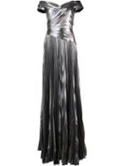 Matte Metallic (grey) Pleated Dress, Women's, Size: 10, Silk, J. Mendel