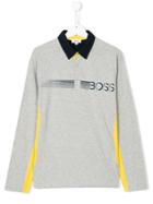 Boss Kids Logo Printed Polo Shirt - Grey