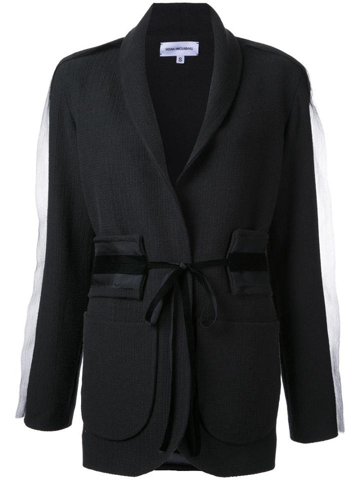 Tatuna Nikolaishvili Frill Detail Blazer, Women's, Size: Small, Black, Cotton