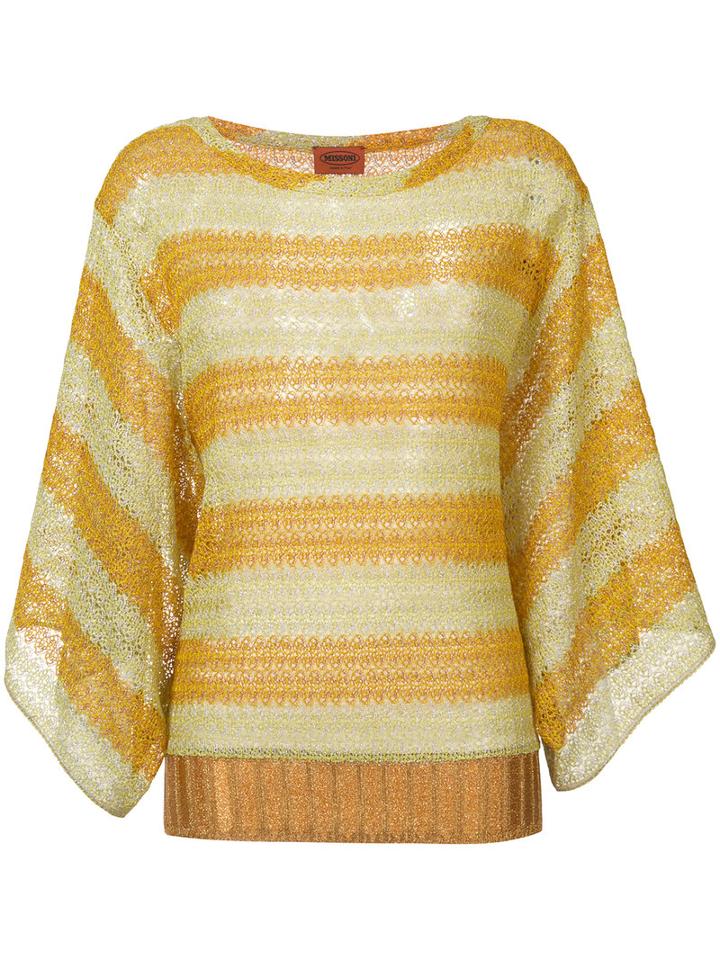 Missoni - Striped Top - Women - Polyester/cupro/rayon - 50, White, Polyester/cupro/rayon