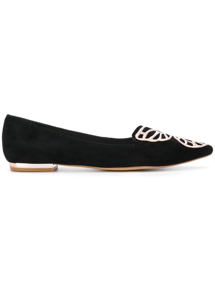 Sophia Webster Black Suede Bibi Butterfly Pointed Ballet Flats