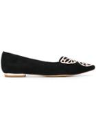 Sophia Webster Black Suede Bibi Butterfly Pointed Ballet Flats