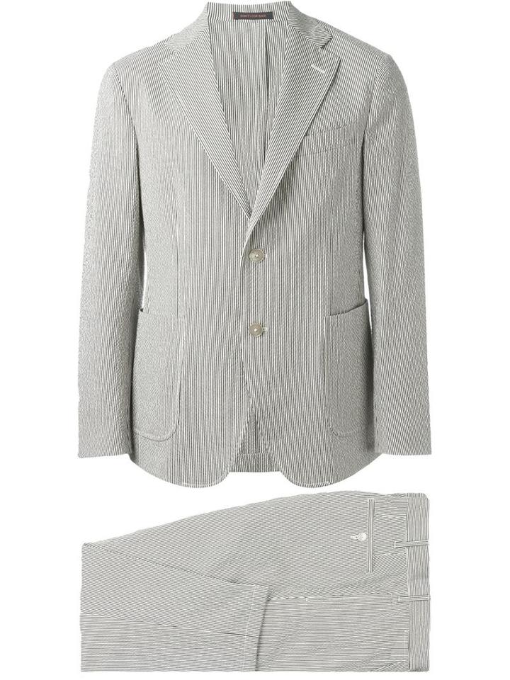The Gigi Striped Cropped Trousers Two-piece Suit, Men's, Size: 52, Nude/neutrals, Cotton/spandex/elastane