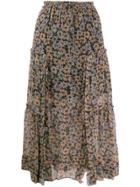 Coach Floral Skirt With Front Slits - Blue
