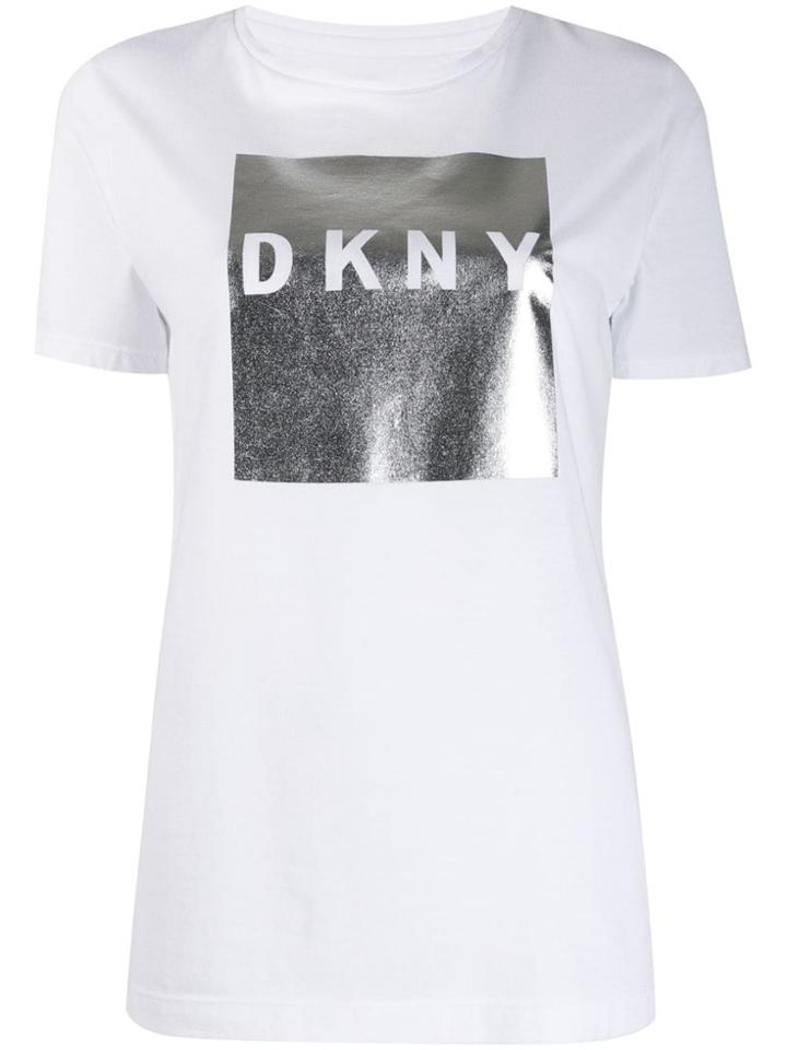 Dkny Metallic Logo Print T-shirt - White