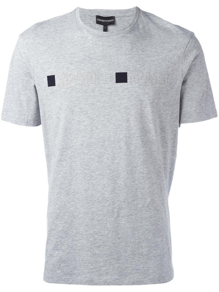 Emporio Armani Logo Print T-shirt, Men's, Size: Small, Grey, Cotton