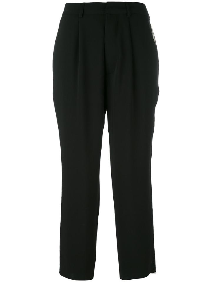 Aviù - Side Stripe Cropped Trousers - Women - Cotton/spandex/elastane - 40, Black, Cotton/spandex/elastane