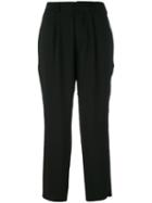 Aviù - Side Stripe Cropped Trousers - Women - Cotton/spandex/elastane - 40, Black, Cotton/spandex/elastane