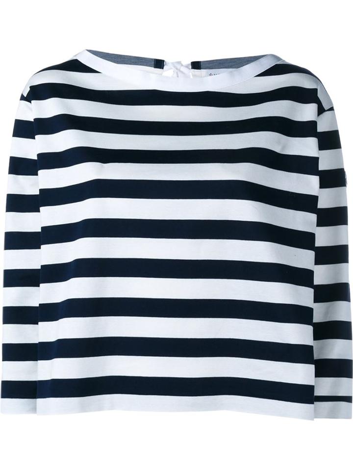 Moncler Wide Stripe Long Sleeve Top, Women's, Size: Small, Blue, Cotton/polyester
