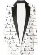 Oscar De La Renta Shawl Collar Printed Blazer - White