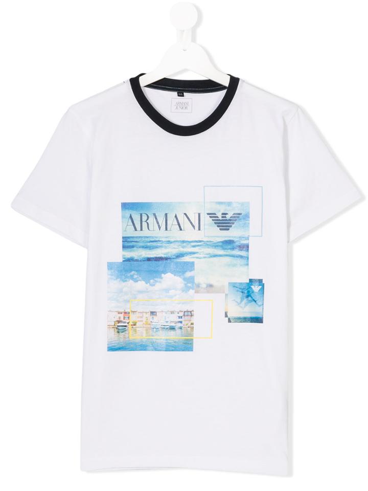 Armani Junior Photo Print T-shirt - White