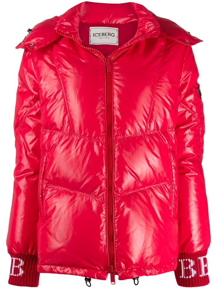 Iceberg Hooded Zip Down Jacket - Red
