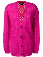 Rochas Longline Patterned Cardigan - Pink & Purple