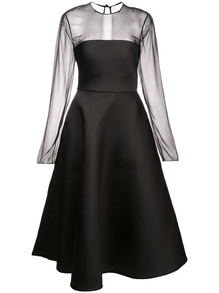 Jason Wu Collection Mesh Panel Flared Dress - Black