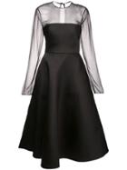 Jason Wu Collection Mesh Panel Flared Dress - Black