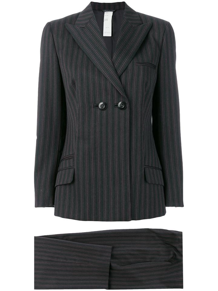 Versace Vintage Striped Suit - Black