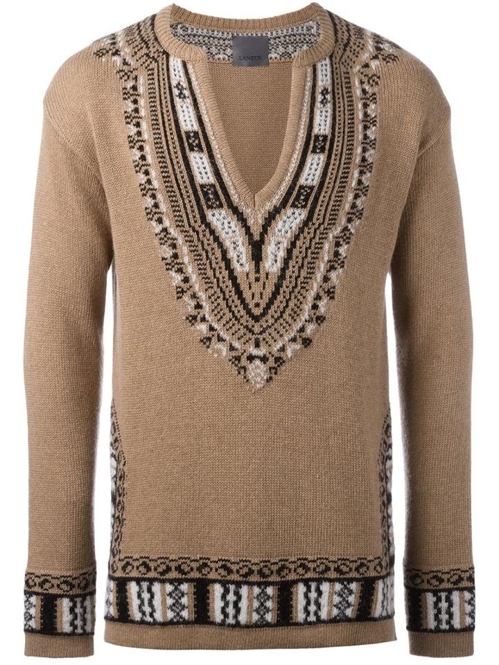 Laneus 'hippie' Jumper, Men's, Size: 48, Brown, Nylon/viscose/angora/alpaca