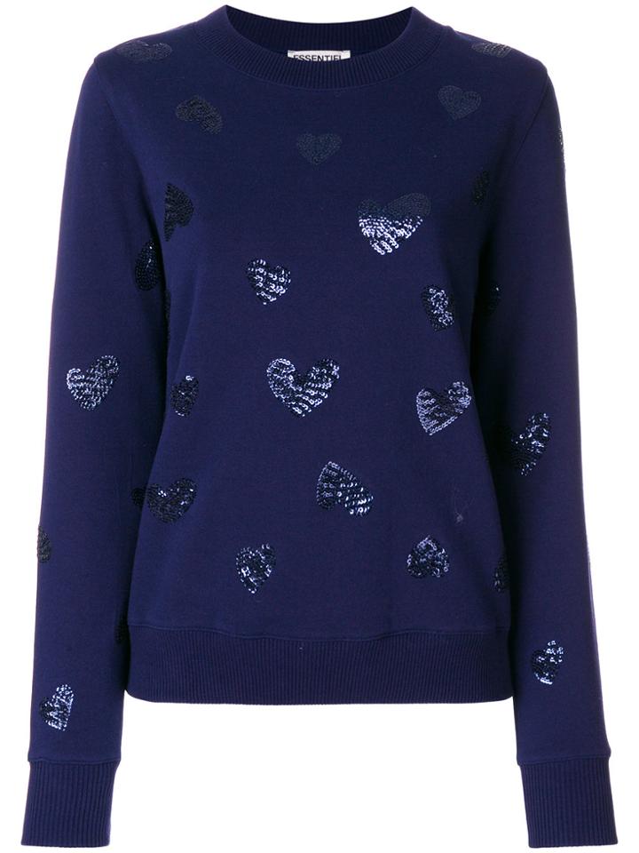Essentiel Antwerp Embellished Cotton Blend Paname Sweatshirt - Blue