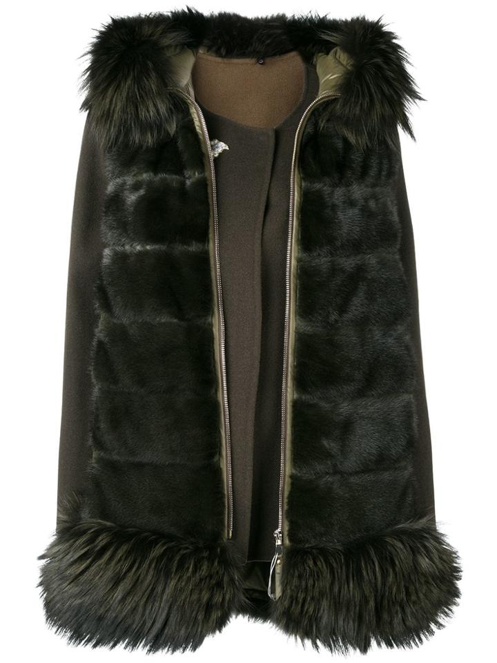 Liska Fox Fur Padded Jacket - Green